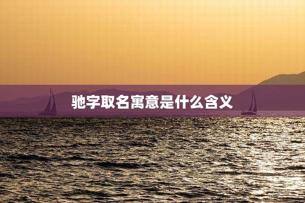 驰字取名寓意是什么含义