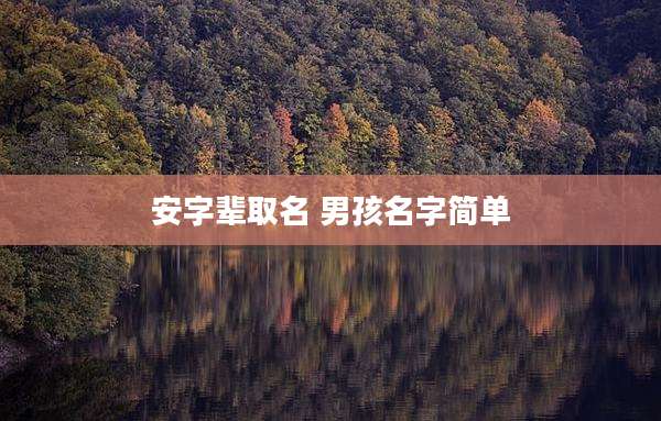 安字辈取名 男孩名字简单