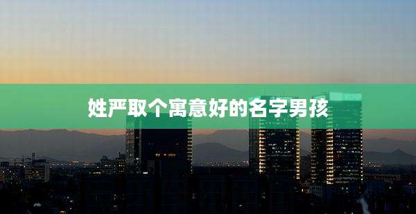 姓严取个寓意好的名字男孩